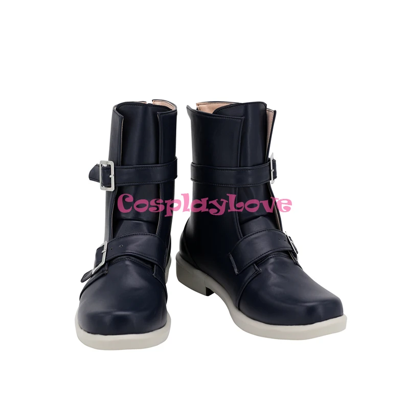 Persona 3 Yuuki Makoto Black Cosplay Shoes Long Boots Leather