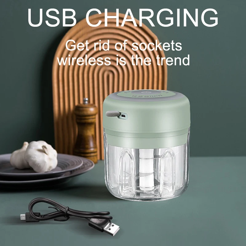 100/250mL Mini Electric Garlic Chopper USB Charging Ginger Masher Machine Sturdy Durable Chili Vegetable Crusher Kitchen Tool