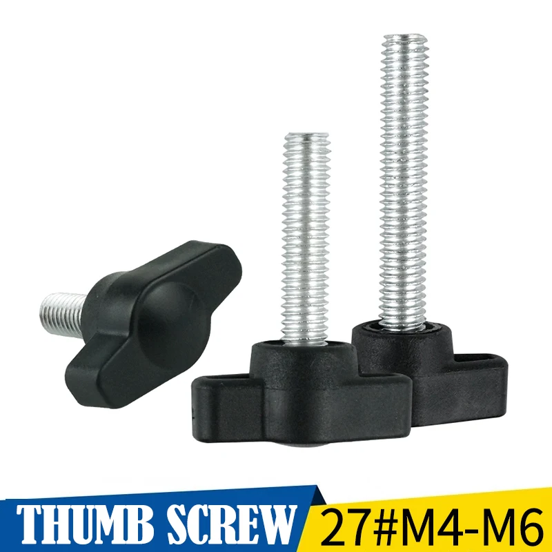 LUHUICHANG 5PCS M4 M5 M6 T type Nylon Plastic Head Handle Thumb Screw Bakelite Bolt Head diameter 27mm