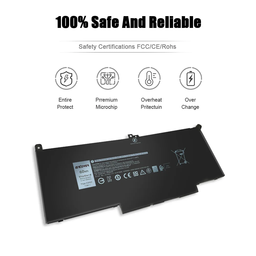 SKOWER F3YGT DJ1J0 Laptop Battery for Dell Latitude 12 7000 7280/E7280 7490/E7490 7290/E7290 7380/E7380 7390/E7390 7480/E7480 view 3