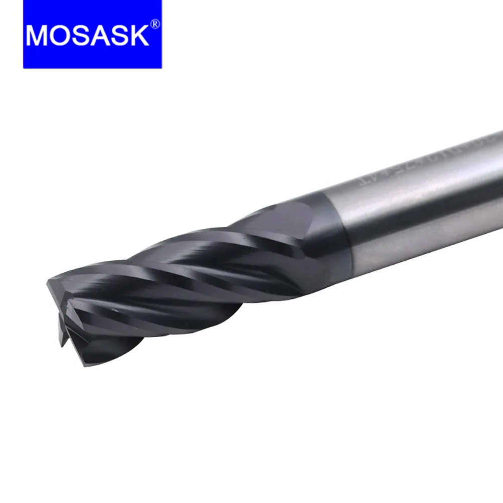 MOSASK 1PCS 4 Flute HRC45 3mm 2mm 4mm Molding Tools Tungsten Carbide Steel Milling Cutter End Mills