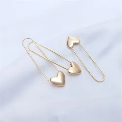 14K Gold Plated Paper clip, earrings, heart-shaped pins, earrings, simple personality, fashion, Internet celebrity