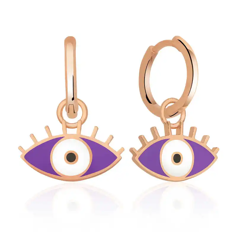 Silver Phosphor Purple Eye Earrings 925 Sterling Women for Jewelry Wedding Party Birthday Gift - Box - Fashion - Girl - Special Days