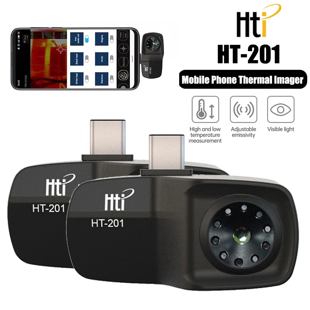 HT-201กล้องความร้อน USB โทรศัพท์มือถือความร้อนอินฟราเรด Imager สำหรับโทรศัพท์ Android Type-C -20 ℃ ถึง300 ℃ ความละเอียด320x240