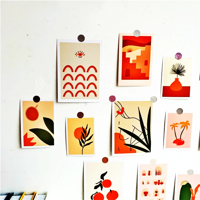 15 Pcs Ins Style Decoration Cards Painting Graph Bedroom Wall Poster Creative Stationery Photo Props DIY Decorative Sticker Gift