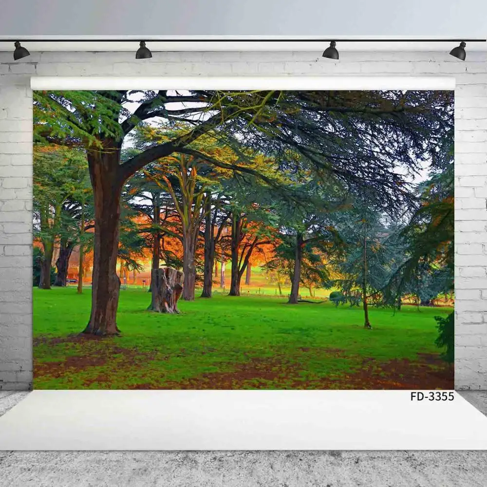 Garden Grassland Tree Vinyl Photography Backdrops Scenic Park View Photographic Backgrounds for Photo Studio for Children Baby