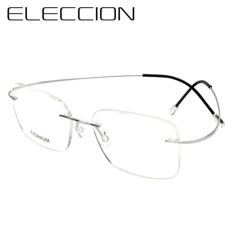 

ELECCION Pure Titanium Rimless Glasses Men Prescription Eyeglasses Germany Women Myopia Optical Frame Screwless Eyewear 16016