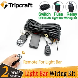 Tripcraft 12V 40A LED Work Light Bar Wiring with remote Harness Relay Kit For Auto Offroad 4x4 Driving Light Wire Fuse Switch