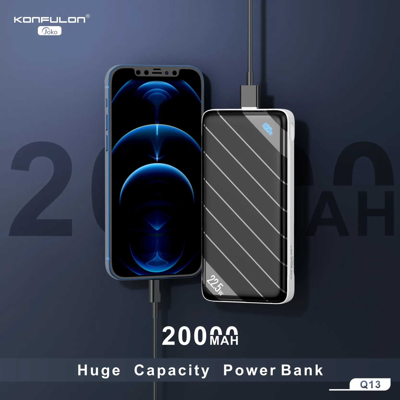 QC3.0 Powerbank V00C 22.5W Power Bank 20000mAh Type C PD 20W Portable Charger Poverbank External Battery Pack For iphone 12 Max