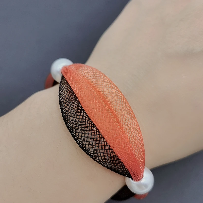 

UKEBAY New Designer Handmade Luxury Bangles For Female Pearl Accessoires Mesh Chain Multicolor Bracelets Charm Jewelry Wholesale
