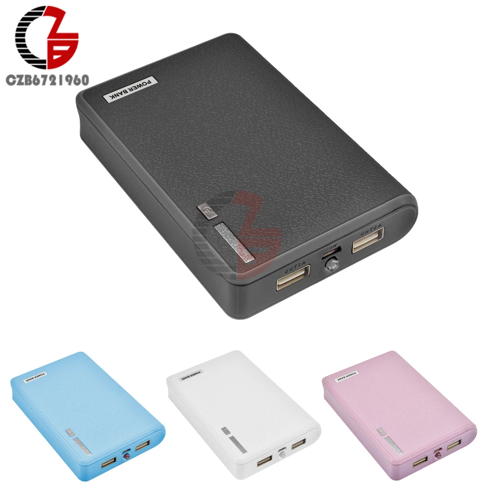 20000mAh 4X 18650 Power Bank Case Holder 5V 1A 2A Dual USB Mobile Power Charger Charging DIY Box Shell for iPhone Android Phone