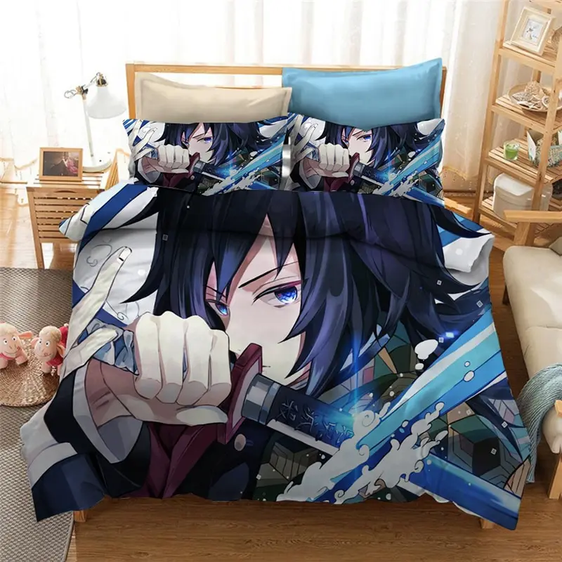 Demon Slayer Bedding Set Duvet Covers Japan Anime 3D Printed Comforter Bedding Set Bedclothes Bed Linen(NO sheet)