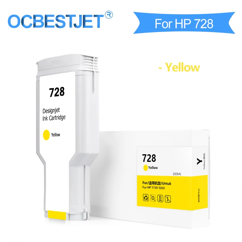 OCBESTJET For HP 728 Compatible Ink Cartridge For HP Designjet T730 T830 Printer 300ML/PC