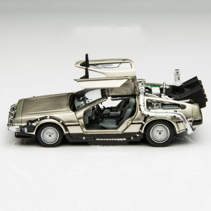 

1/43 Scale Diecast Metal Alloy Car Model Part 1 2 3 Time Machine Delorean DMC-12 Kids Toy Model Back to The Future Collecection