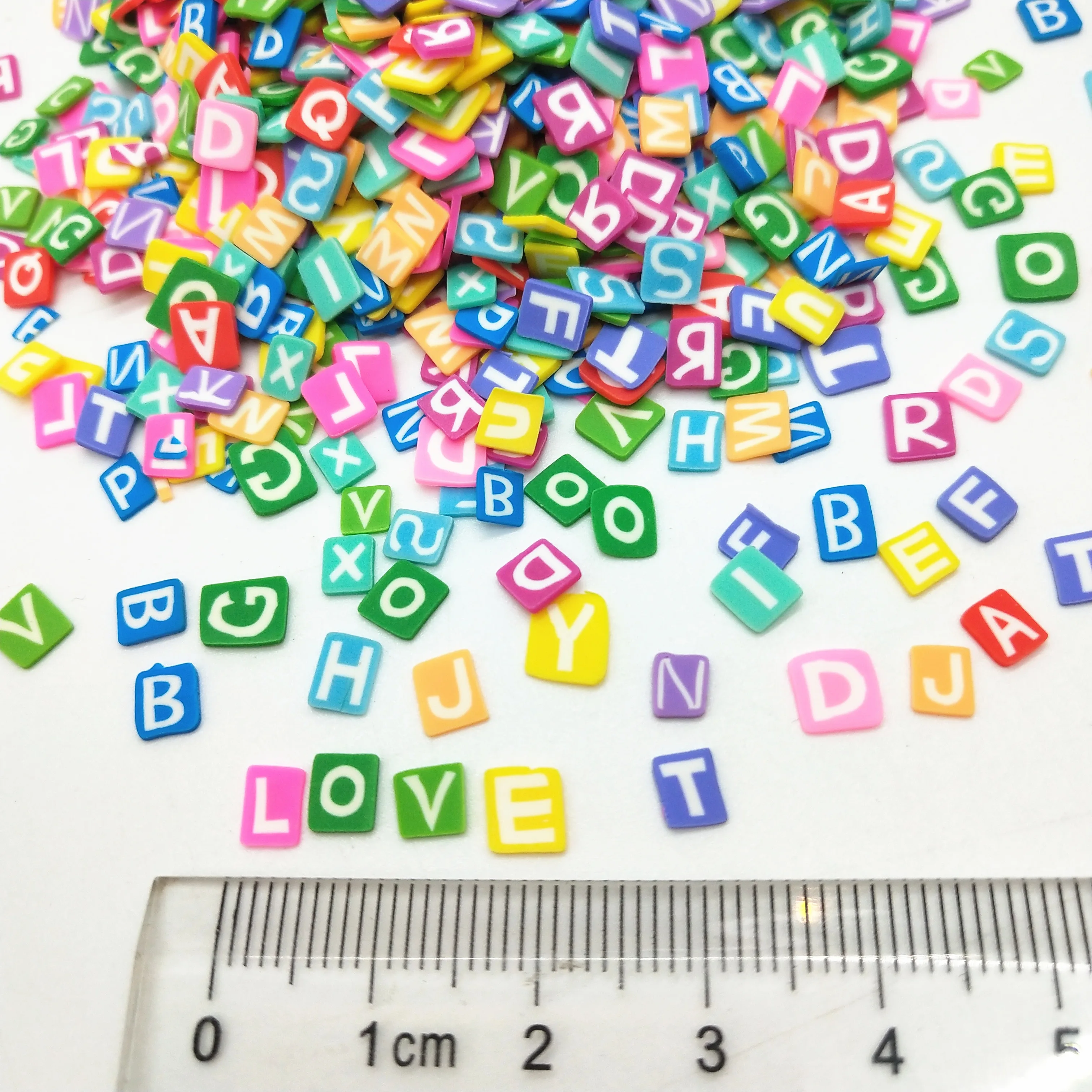 20g/lot 5mm English Letters of Alphabet Character Polymer Clay Colorful for DIY Crafts Tiny Cute Accessories Assorted