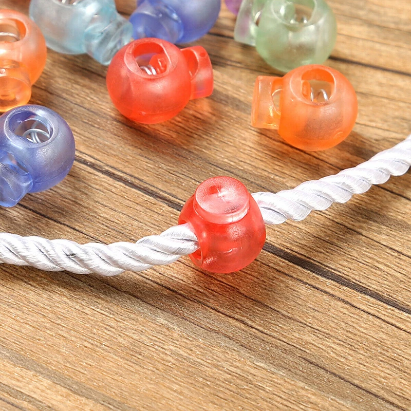 1Pc 15*18mm Plastic Transparent Spring Clasp Stops Double Holes String Cord Locks Spring Fastener for Clothes Shoes