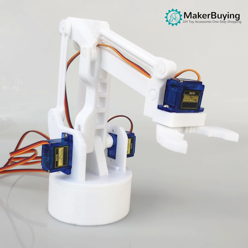 3D printing white four-degree-of-freedom manipulator arm DIY robot assembly 3D printing product SG90