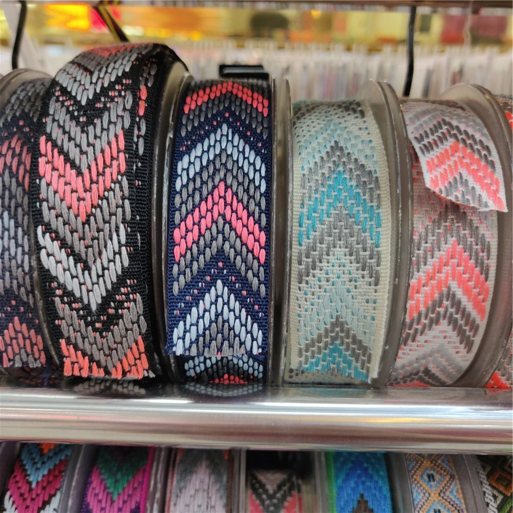 1 Meter Polyester Colorful Geometric Single Face Jacquard Embroidered Webbing Ethnic Lace Trims Decorative Ribbon DIY Belt Strap