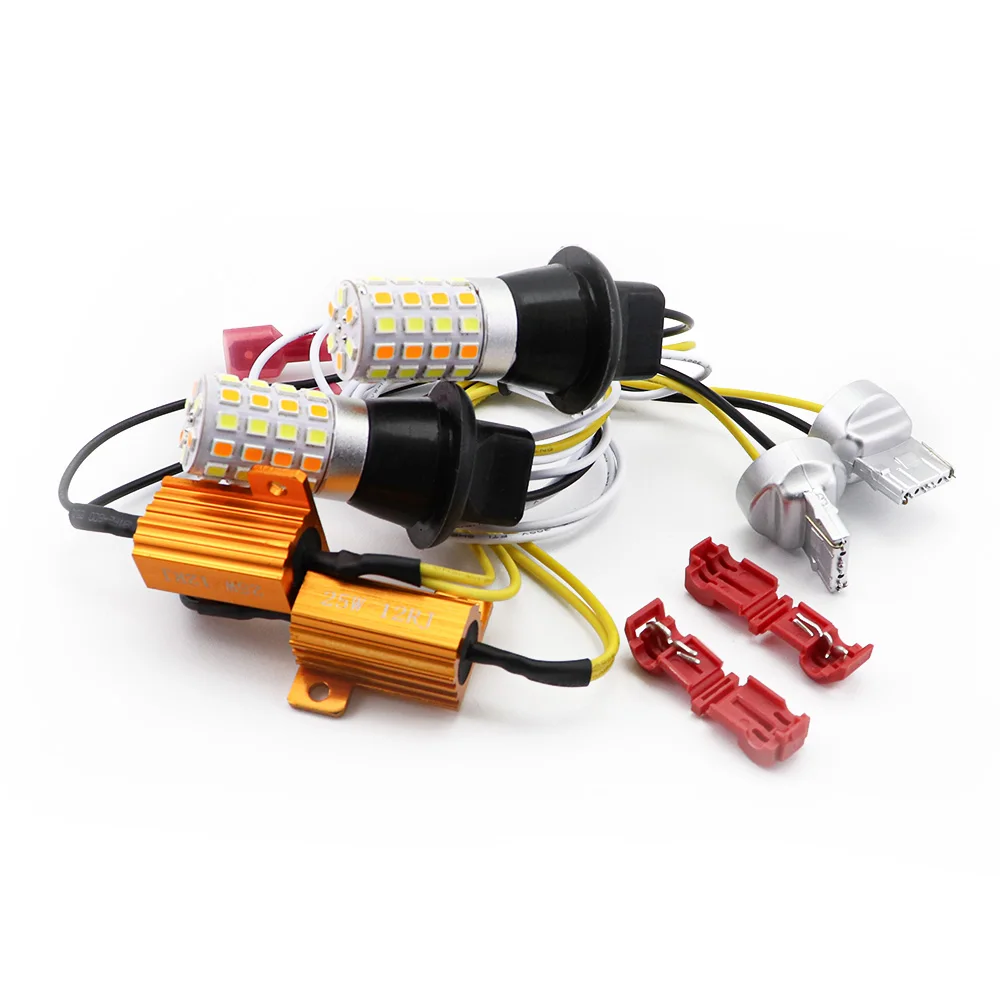 drl turn Light py21w p21w canbus 1156 ba15s Led Car Light Dual Color Switchback 1056 BAU15S Lamp Bulb Running