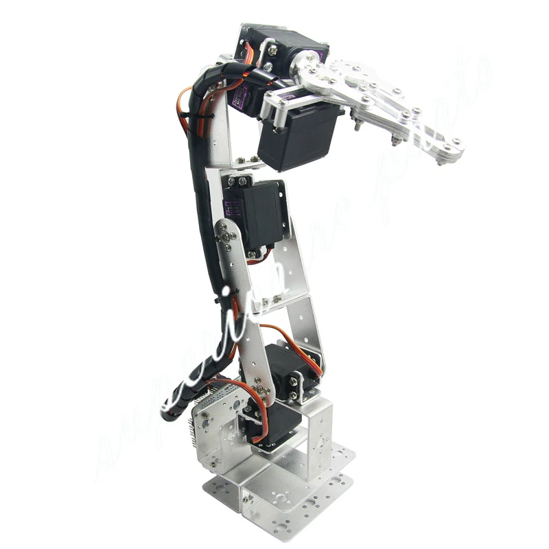 Arduino Robot 6 DOF Aluminium Clamp Claw Mount Kit Mechanical Robotic Arm & Servos Metal Servo Horn-Silver