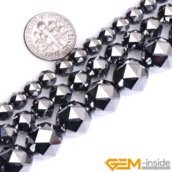 AAA Grade Black Shine Terahertz Faceted Round Beads Natural Stone Accessories Loose Bead For Jewelry Making Strand 15 Inch