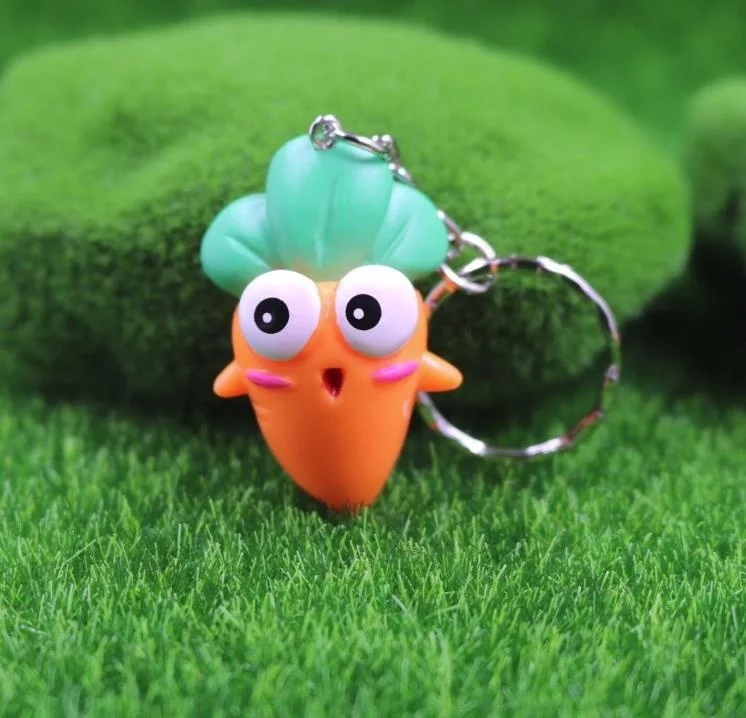 Keychain Carrot Artificial Vegetable Crafts Lovely Doll Keyring Mini Carrot Figure Key Chain Mix 24pcs/lot wholesale