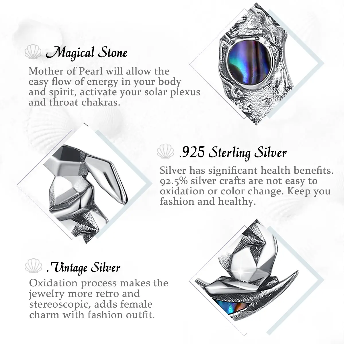 Eudora 925 Sterling Silver Abalone Shell Moon Bunny จี้หอยนางรมสีฟ้าที่มีสีสัน Fine สร้อยคอเครื่องประดับสำหรับผู้นำ Cyd625