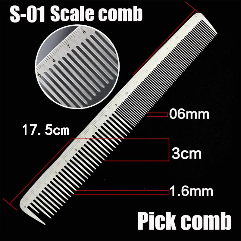 Sharonds High Quality Hair Salon Stainless Steel Comb Slim Titanium Steel Hair Salon Professional Haircut Men's Flat Head Comb