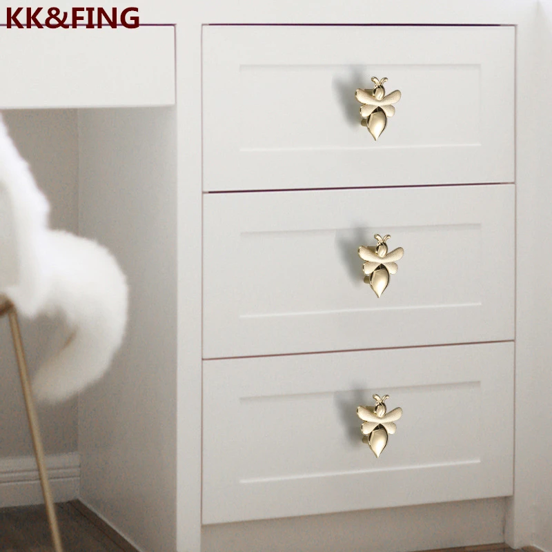 KK&FING Gold Creative Butterfly Drawer Handles Personality Apricot Leaf Bee Cabinet Pulls Furniture Door Knobs Home Decoration