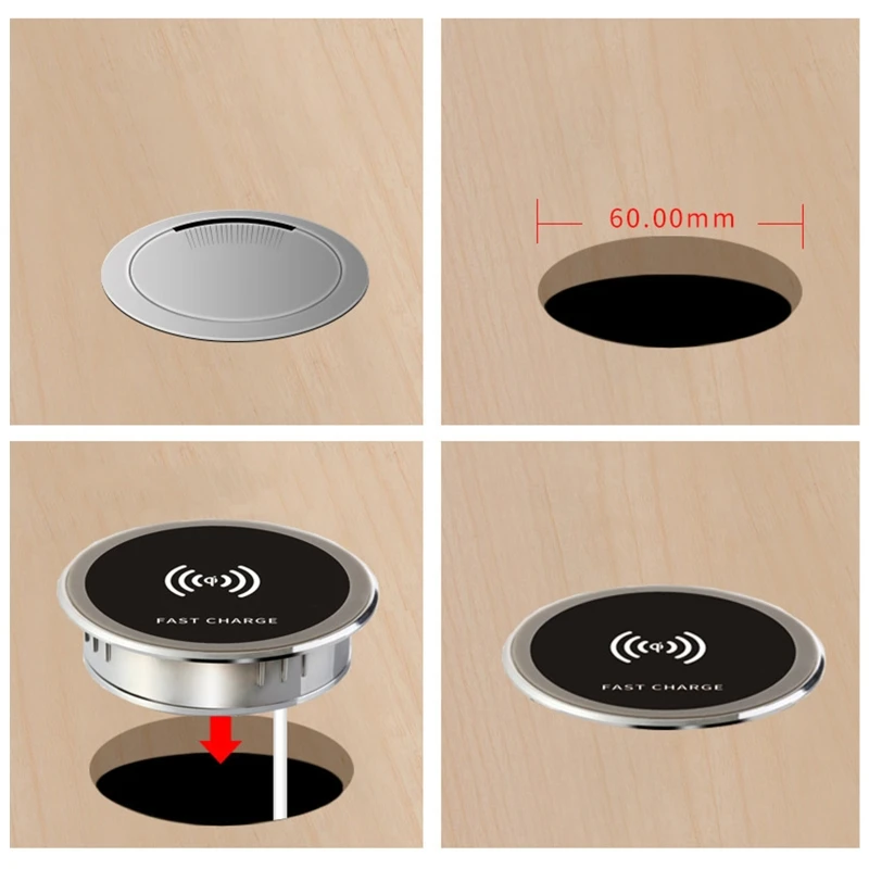 15W Quick Charger 3.0 Built in Desktop Device Fast Wireless Charger Embedded Charger