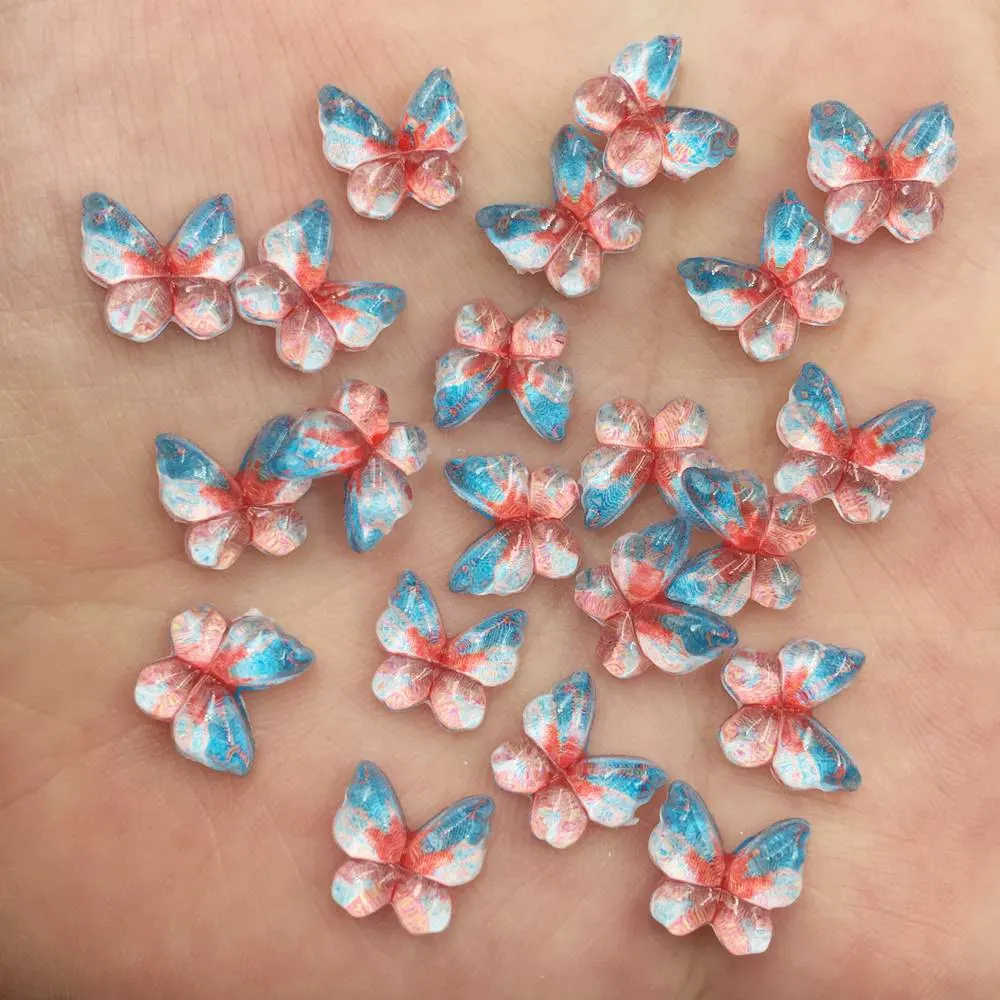 New Mix Resin 10/15/19mm Colorful Butterflies Flat Back Rhinestone Appliques DIY Wedding Scrapbook Craft