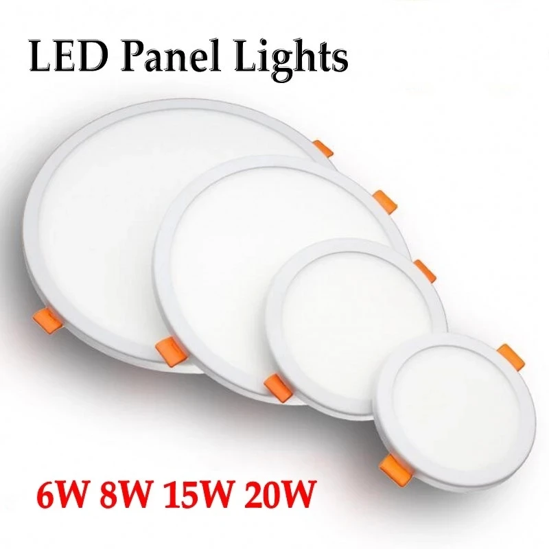 LED Panel Lights Ultrathin  Downlight 6W 8W 15W 20W 110-220V Square Round Panel Light White/Warm Indoor Bedroom LED Light