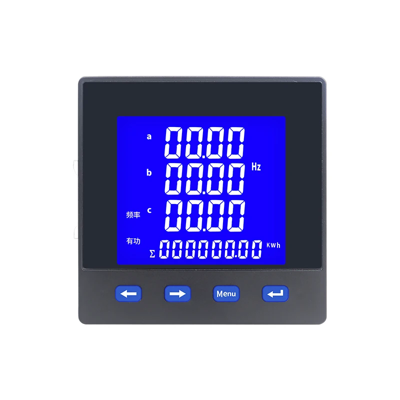 Three-Phase LCD Multi-Function Power Meter With RS485 0.5 Class V A W VA HZ VAR KWH