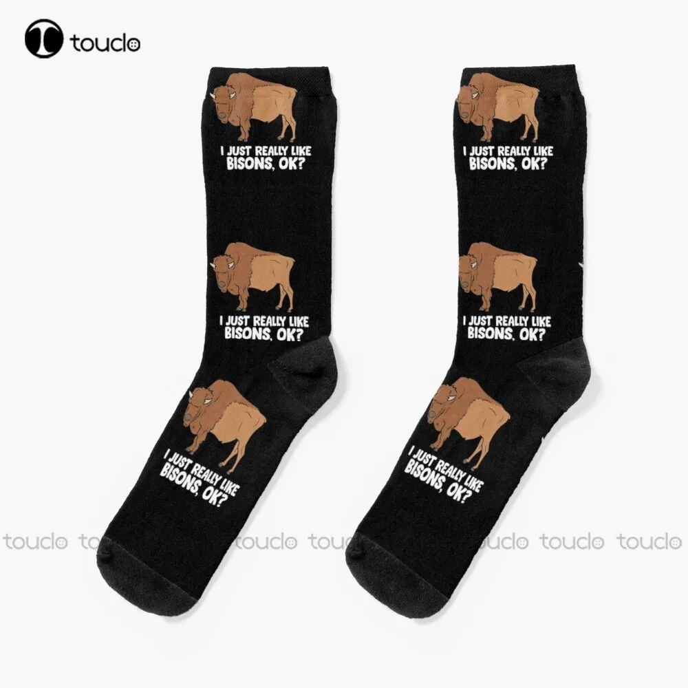 I Just Really Like Bisons Ok? Socks Soccer Socks Girls Christmas New Year Thanksgiving Day Gift Unisex Adult Teen Youth Socks