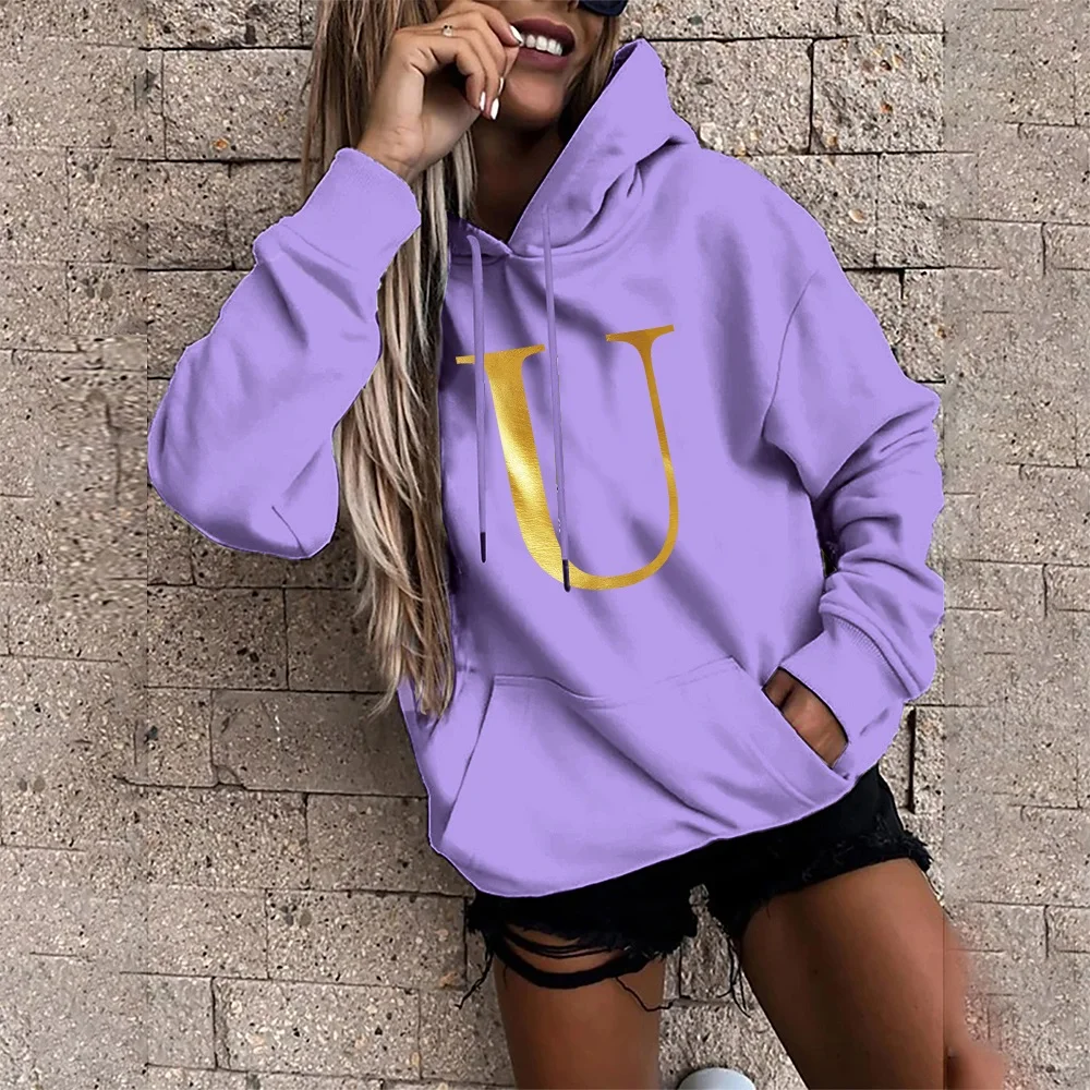 New All-match Hoodie Harajuku Womens Sportswear Pullover Shirt Letter Lovers Hoodie Womens Sweater Autumn and Winter Wear