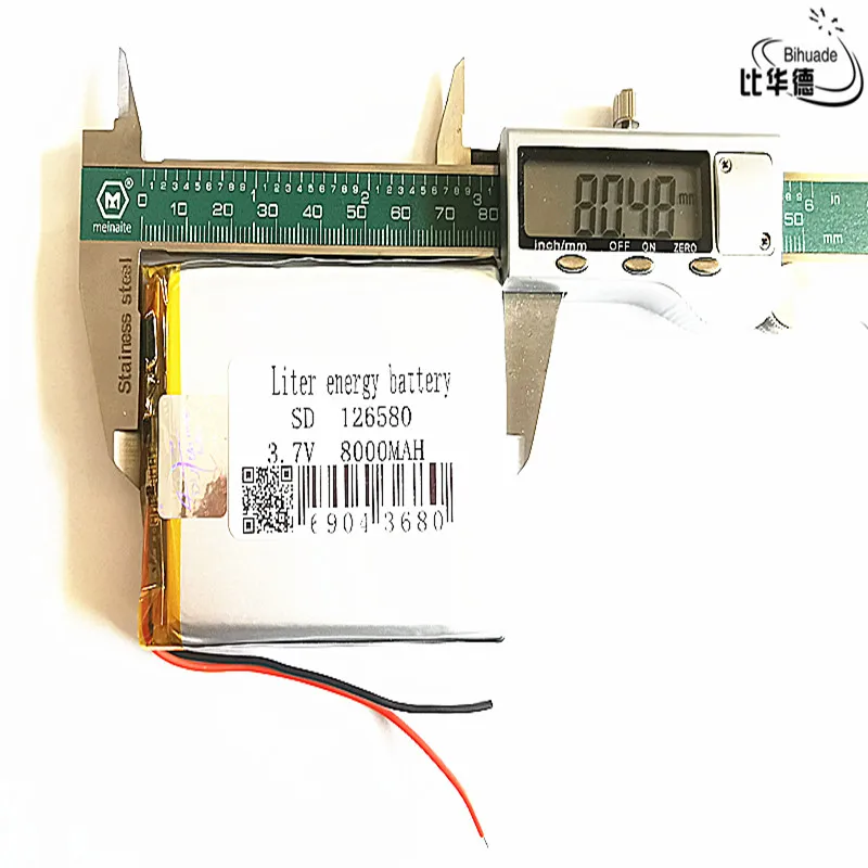 Batería de energía de litio de buena calidad de 3,7 V,8000mAH, 126580 polímero de iones de litio/Li-ion para tableta, pc, GPS,mp3,mp4