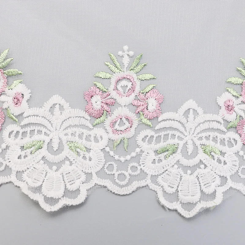 2Yards White  Handmade DIY Clothing Accessories Floral Embroidery Lace Fabric Curtains Sofa Lace Trim 20cm Width