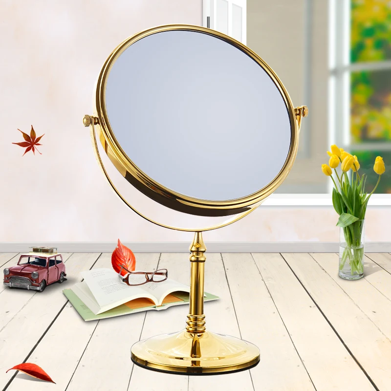 

All copper desktop makeup mirror European-style mirror double-sided vanity mirror portable portable beauty zoom WY33002