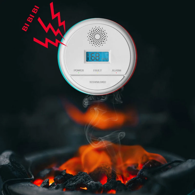 EARYKONG LCD CO Sensor 433MHz Wireless Working Built In 85dB Siren Sound Carbon Monoxide Poisoning Warning Alarm Detector