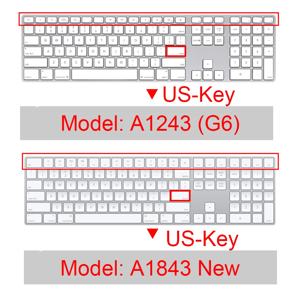 For 2021 iMac Wired Apple Keyboard A2449 A2450 A1243 A1843 MB110LL/B with Numeric Keypad Silicone keyboard Cover Protector Skin