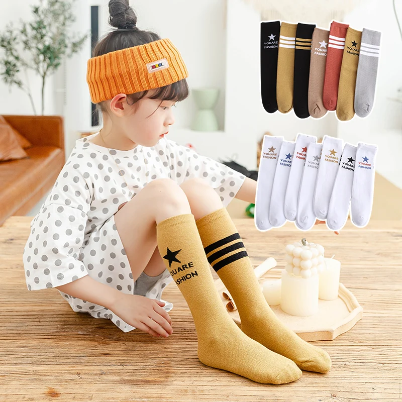 Children's five-pointed star tube socks spring and summer cotton over-knee stockings baby stockings summer mosquito socks