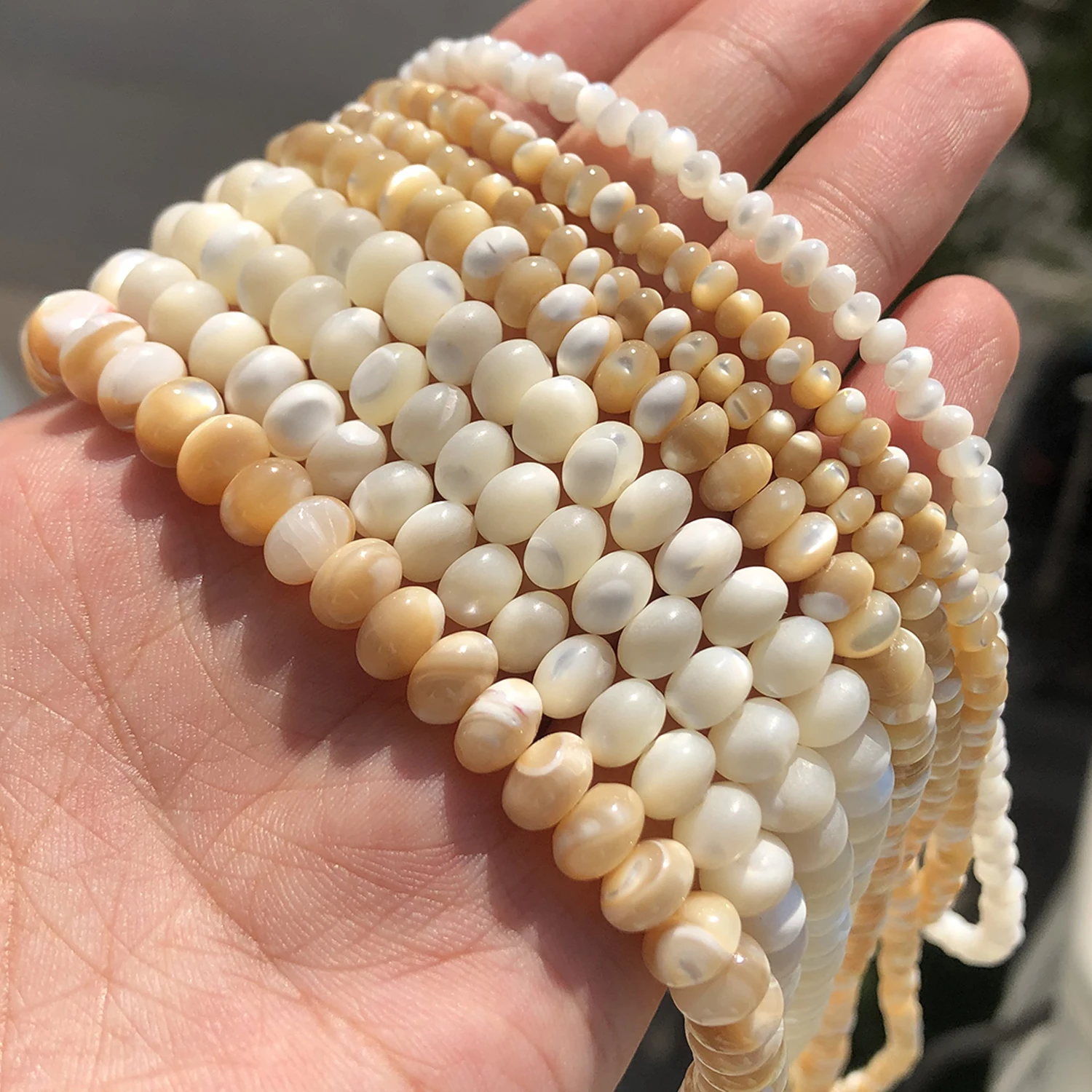 3 4 5mm Natural Shell Bead Flat Round Mother of Pearl Rondelle Shell Loose Spacer Beads For Jewelry Making DIY Bracelet Necklace