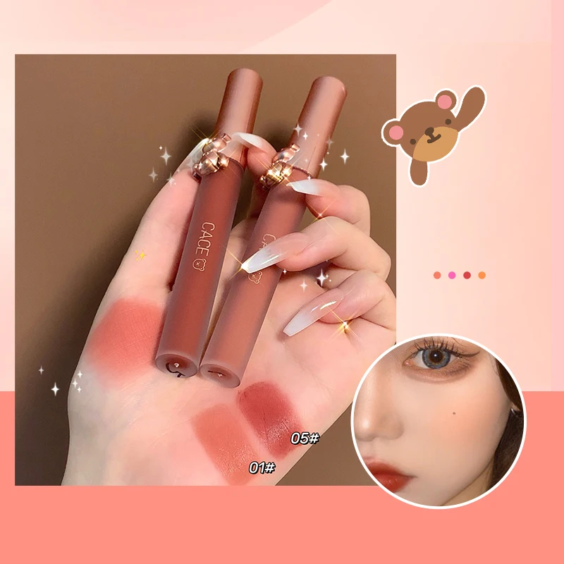 Sexy Women Lipstick Matte Lip Gloss 6 Colors Liquid Lipstick Lightweight Long Lasting Lip Tint Waterproof Moisturizing Makeup