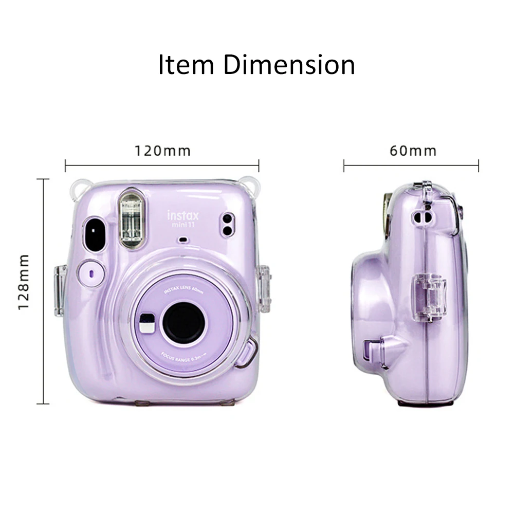For Fujifilm Instax Mini 11 Instant Camera Transparent Instax Mini Carry Case Bag Crystal Hard Cover with Shoulder Strap image 5