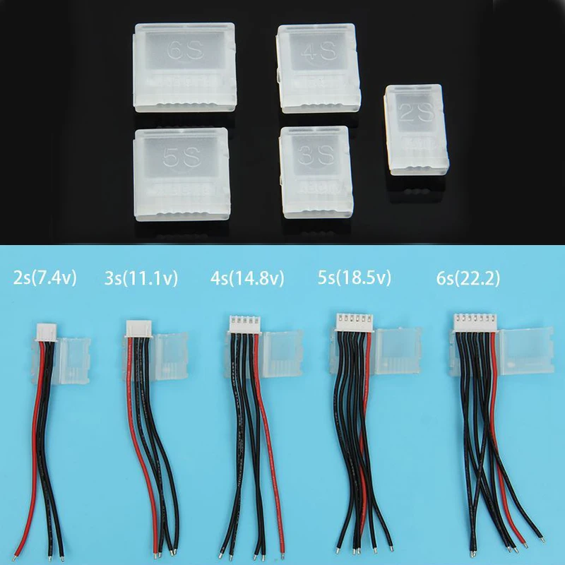 20pcs/lot 2S 3S 4S 5S 6S LiPo Battery JST-XH Balanced Head Protection Balance Plug Savers AB Clip For RC Drone Battery Part