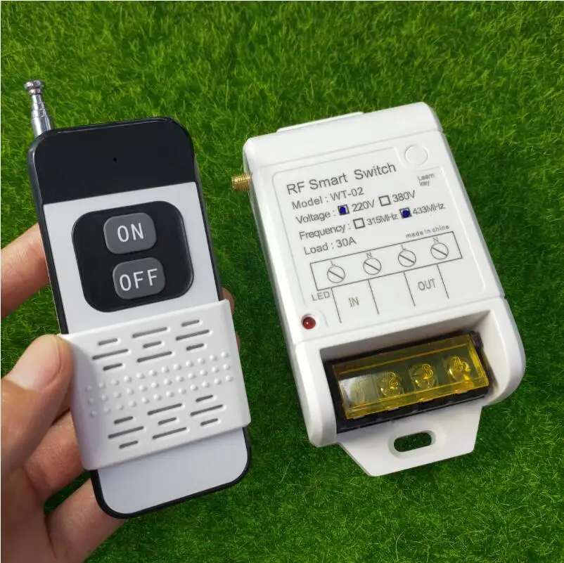 RF Wireless AC 220V Remote Control Switch 1 CH  30 A  Receiver Transmitter 315/433 MHZ  forwater pump  lighting universal