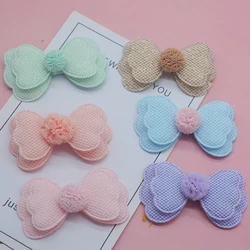 18 pz/lotto 6.4x3.8cm glitter due strati bowknot imbottito Appliques per Clip di capelli accessori fai da te Kid patch