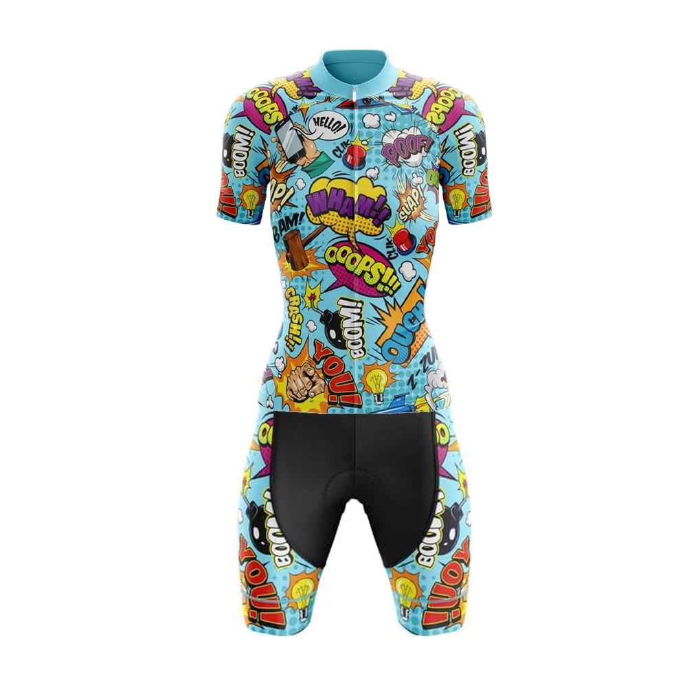 

Comic Blue Summer Roupa Ciclismo Feminina Короткие шорты-комбинезоны без рукавов Гелевая дышащая подушечка Комплект велосипедного трикотажа Ropa Mujer