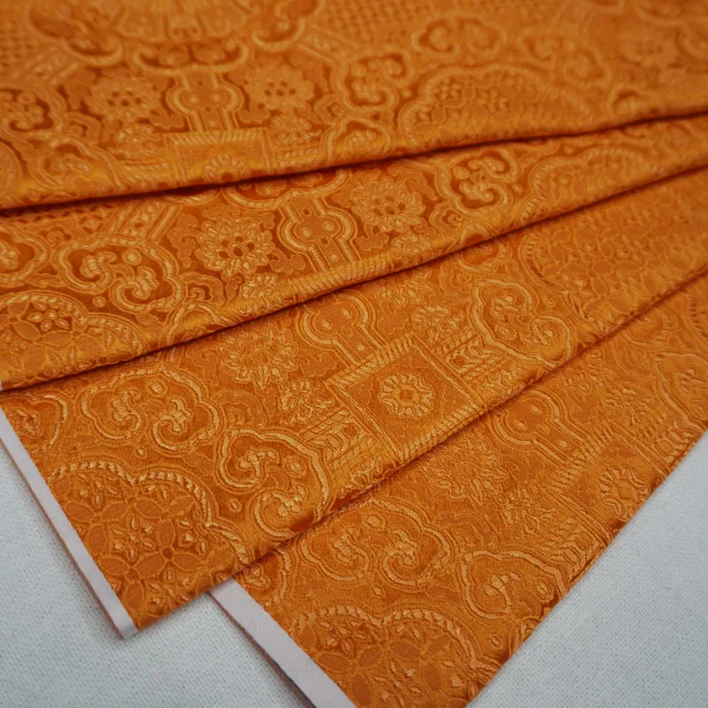 Orange jacquard brocade damask fabric for Cheongsam coat curtain table cloth sofa cushion upholstery patchwork DIY cloth