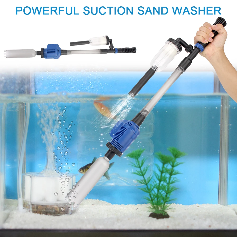 

US Plug Electric Siphon Filter Vacuum Gravel Water Changer Aquarium Siphon Operated Cleaner Fish Tank Sand Washer